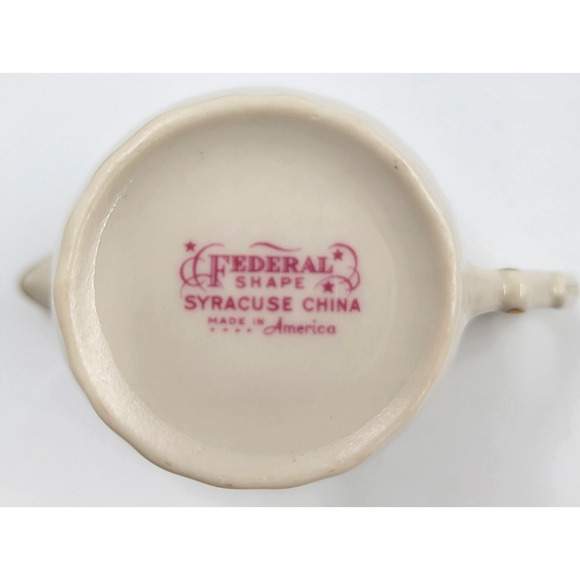 Syracuse Federal Shape Pendleton Creamer Bowl Gold Trim 1949 - 1966 USA - Picture 8 of 8